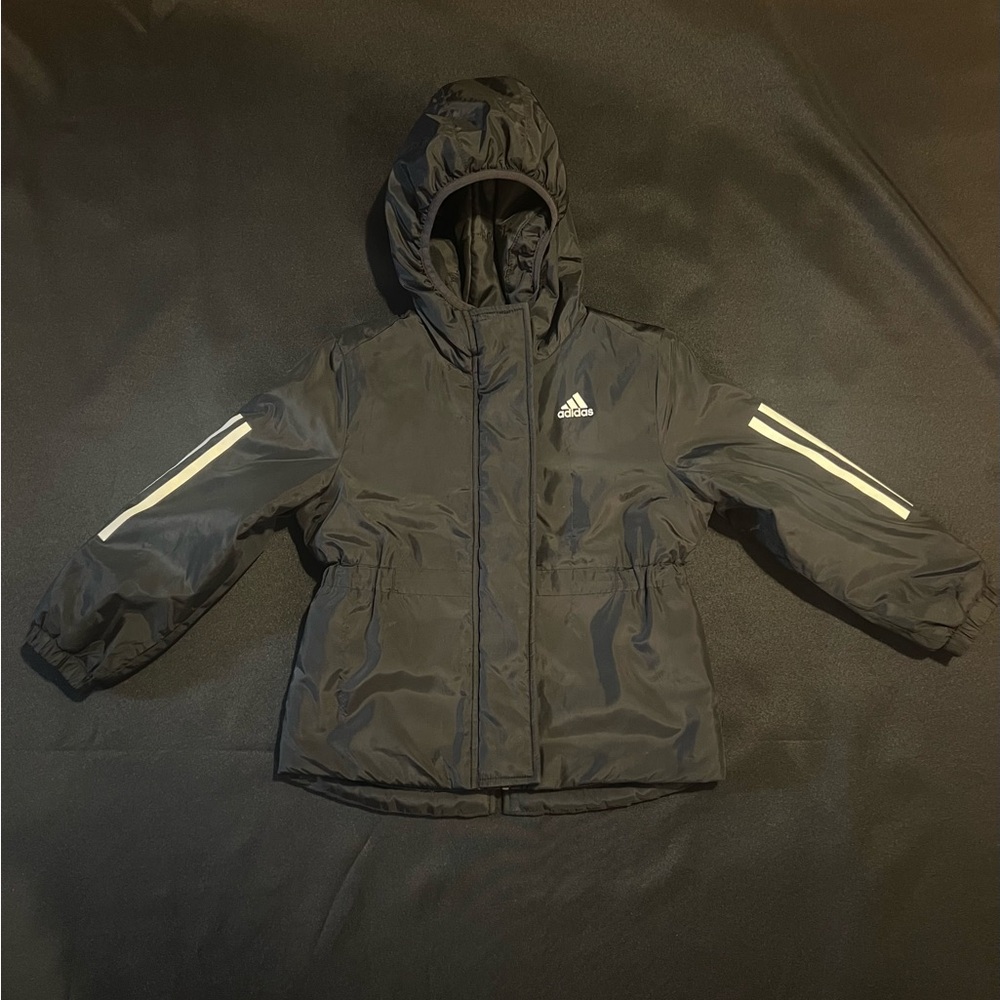 Adidas Kids Black Jacket with White Stripes